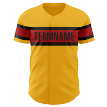 Load image into Gallery viewer, Custom Gold Red-Black Authentic Baseball Jersey
