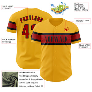 Custom Gold Red-Black Authentic Baseball Jersey