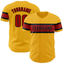 Load image into Gallery viewer, Custom Gold Red-Black Authentic Baseball Jersey
