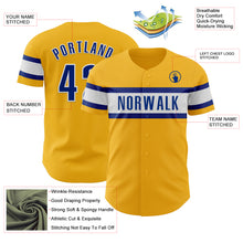 Load image into Gallery viewer, Custom Gold Royal-White Authentic Baseball Jersey
