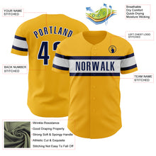 Load image into Gallery viewer, Custom Gold Navy-White Authentic Baseball Jersey
