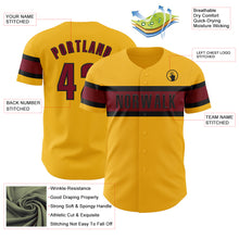 Load image into Gallery viewer, Custom Gold Crimson-Black Authentic Baseball Jersey
