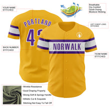 Load image into Gallery viewer, Custom Gold Purple-White Authentic Baseball Jersey
