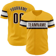 Load image into Gallery viewer, Custom Gold Brown-White Authentic Baseball Jersey
