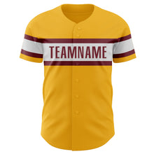 Load image into Gallery viewer, Custom Gold Burgundy-White Authentic Baseball Jersey
