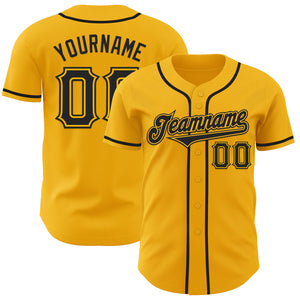 Custom Gold Black Authentic Baseball Jersey