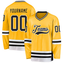 Load image into Gallery viewer, Custom Gold Black-White Hockey Jersey
