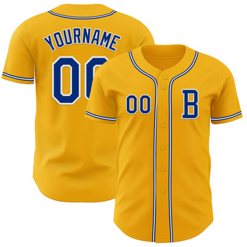 Custom Gold Royal-White Authentic Baseball Jersey