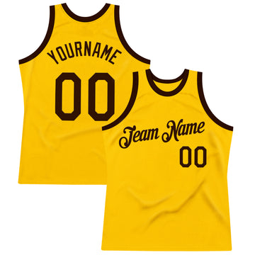Custom Gold Brown Authentic Throwback Basketball Jersey