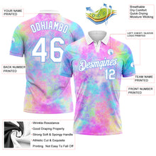 Load image into Gallery viewer, Custom Tie Dye White-Light Blue 3D Watercolor Performance Golf Polo Shirt
