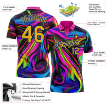 Load image into Gallery viewer, Custom Deep Pink Yellow-Royal 3D Pattern Design Abstract Colorful Psychedelic Fluid Art Performance Golf Polo Shirt
