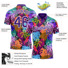 Load image into Gallery viewer, Custom Purple White 3D Pattern Design Hawaii Palm Trees Performance Golf Polo Shirt
