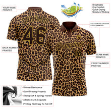 Load image into Gallery viewer, Custom Brown Old Gold 3D Pattern Design Leopard Print Performance Golf Polo Shirt
