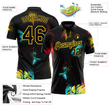 Load image into Gallery viewer, Custom Graffiti Pattern Black-Yellow 3D Performance Golf Polo Shirt
