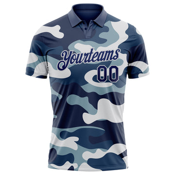 Custom Camo Navy-Light Gray Performance Salute To Service Golf Polo Shirt