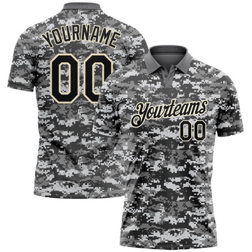 Custom Camo Black-Cream Performance Salute To Service Golf Polo Shirt