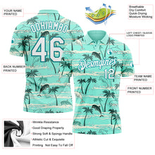 Load image into Gallery viewer, Custom Teal White 3D Pattern Design Hawaii Palm Trees Performance Golf Polo Shirt
