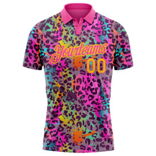 Load image into Gallery viewer, Custom Graffiti Pattern Yellow-Pink 3D Colorful Leopard Print Performance Golf Polo Shirt
