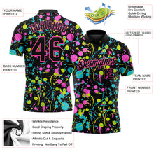 Load image into Gallery viewer, Custom Graffiti Pattern Black-Pink 3D Neon Splatter Performance Golf Polo Shirt
