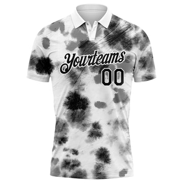 Custom Tie Dye Black-White 3D Performance Golf Polo Shirt