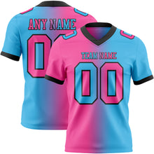 Load image into Gallery viewer, Custom Sky Blue Pink-Black Mesh Authentic Gradient Fashion Football Jersey
