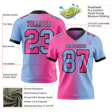 Load image into Gallery viewer, Custom Light Blue Pink-Black Mesh Authentic Gradient Fashion Football Jersey
