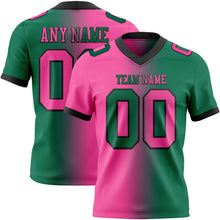 Load image into Gallery viewer, Custom Kelly Green Pink-Black Mesh Authentic Gradient Fashion Football Jersey
