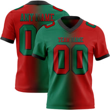 Load image into Gallery viewer, Custom Red Kelly Green-Black Mesh Authentic Gradient Fashion Football Jersey
