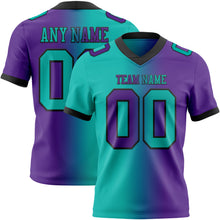 Load image into Gallery viewer, Custom Purple Aqua-Black Mesh Authentic Gradient Fashion Football Jersey
