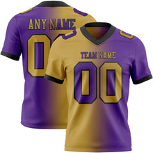 Load image into Gallery viewer, Custom Purple Old Gold-Black Mesh Authentic Gradient Fashion Football Jersey
