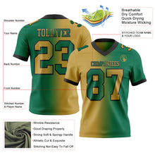 Load image into Gallery viewer, Custom Kelly Green Old Gold-Black Mesh Authentic Gradient Fashion Football Jersey
