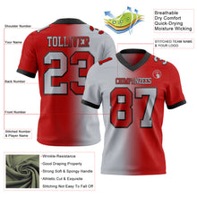 Load image into Gallery viewer, Custom Red Gray-Black Mesh Authentic Gradient Fashion Football Jersey
