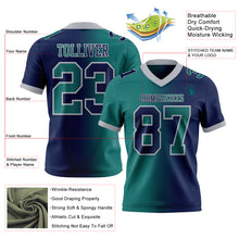 Load image into Gallery viewer, Custom Navy Teal-Gray Mesh Authentic Gradient Fashion Football Jersey
