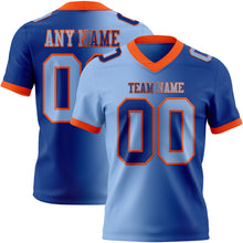 Load image into Gallery viewer, Custom Royal Light Blue-Orange Mesh Authentic Gradient Fashion Football Jersey
