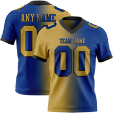 Load image into Gallery viewer, Custom Royal Old Gold-Black Mesh Authentic Gradient Fashion Football Jersey
