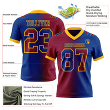 Load image into Gallery viewer, Custom Royal Maroon-Gold Mesh Authentic Gradient Fashion Football Jersey
