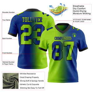 Custom Royal Neon Green-Black Mesh Authentic Gradient Fashion Football Jersey