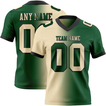 Custom Green Cream-Black Mesh Authentic Gradient Fashion Football Jersey