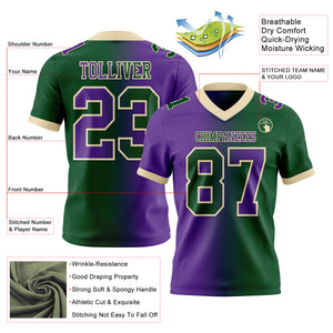 Custom Green Purple-Cream Mesh Authentic Gradient Fashion Football Jersey