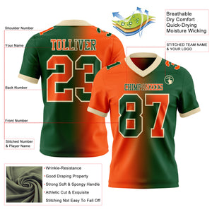 Custom Green Orange-Cream Mesh Authentic Gradient Fashion Football Jersey