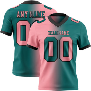 Custom Teal Medium Pink-Black Mesh Authentic Gradient Fashion Football Jersey