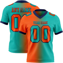 Load image into Gallery viewer, Custom Aqua Orange-Navy Mesh Authentic Gradient Fashion Football Jersey
