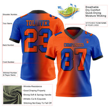 Load image into Gallery viewer, Custom Thunder Blue Orange-Black Mesh Authentic Gradient Fashion Football Jersey
