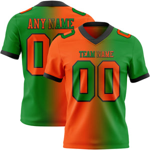 Custom Grass Green Orange-Black Mesh Authentic Gradient Fashion Football Jersey