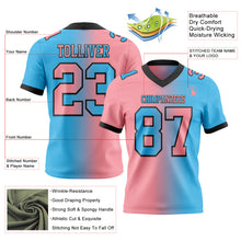 Load image into Gallery viewer, Custom Sky Blue Medium Pink-Black Mesh Authentic Gradient Fashion Football Jersey
