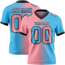 Load image into Gallery viewer, Custom Sky Blue Medium Pink-Black Mesh Authentic Gradient Fashion Football Jersey
