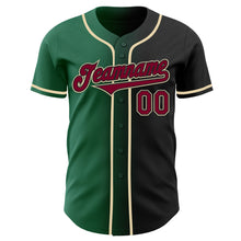 Load image into Gallery viewer, Custom Black Maroon Kelly Green-Cream Authentic Gradient Fashion Baseball Jersey
