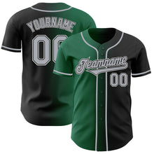 Load image into Gallery viewer, Custom Black Gray-Kelly Green Authentic Gradient Fashion Baseball Jersey
