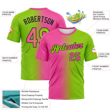 Load image into Gallery viewer, Custom Neon Green Pink-Black Gradient Fashion Performance T-Shirt
