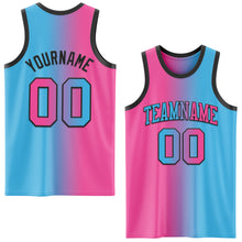 Load image into Gallery viewer, Custom Sky Blue Pink-Black Authentic Gradient Fashion Basketball Jersey
